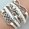 Women 8 Word Symbol Braided Multilayer Love Heart Towers Faux Pearl Bracelet ADM