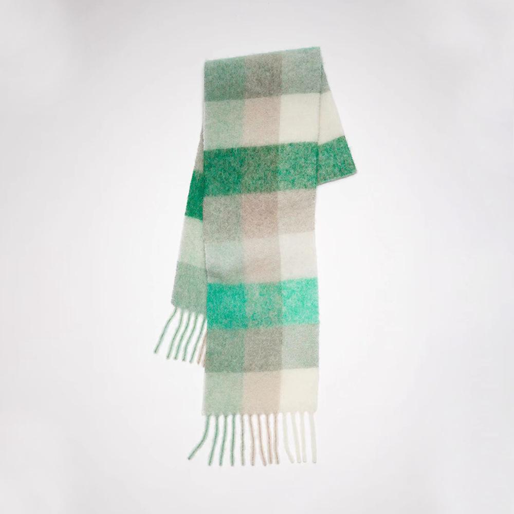 Tonglu Plaid Scarf New Imitation Cashmere Mohair Autumn and Winter Women's Warm Shawl