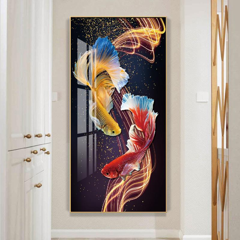 Китайский стиль настенный художественный принт абстрактный плакат с изображением животных красочный Lucky Koi Fish Холст Картина Роскошный домашний декор для гостиной