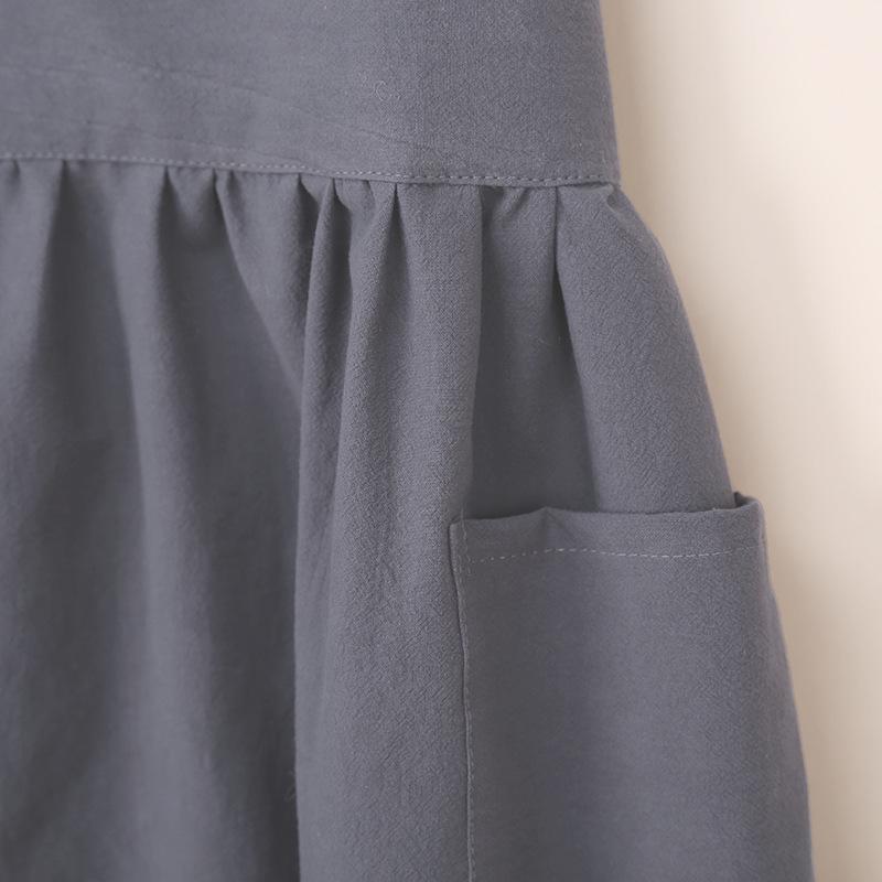 Korean Style Artistic Cotton Linen Long Kitchen Apron for Women