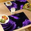4pcs Square Placemats Purple roses, butterflies,Dark, romantic themed Durable Table Decoration Mats with Coffee Table Pad and Bowl Plate Mat Functions