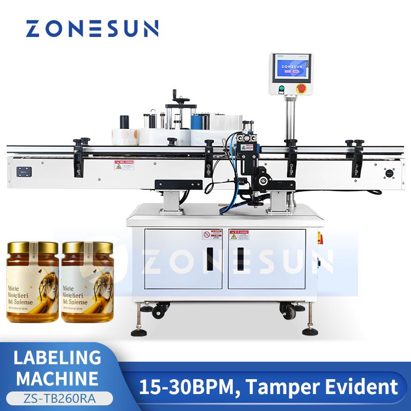 ZONESUN ZS-TB260RA Tamper-Proof Labeling Machine for Round Bottle Top & Body Seal Application