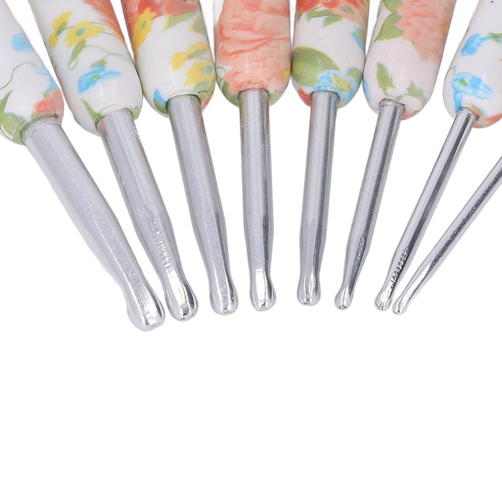 8pcs Crochet Hook Set Printing Aluminum Handcraft Colorful Crochet Hook Ergonomic Knitting Hook for Knitters for Sewing