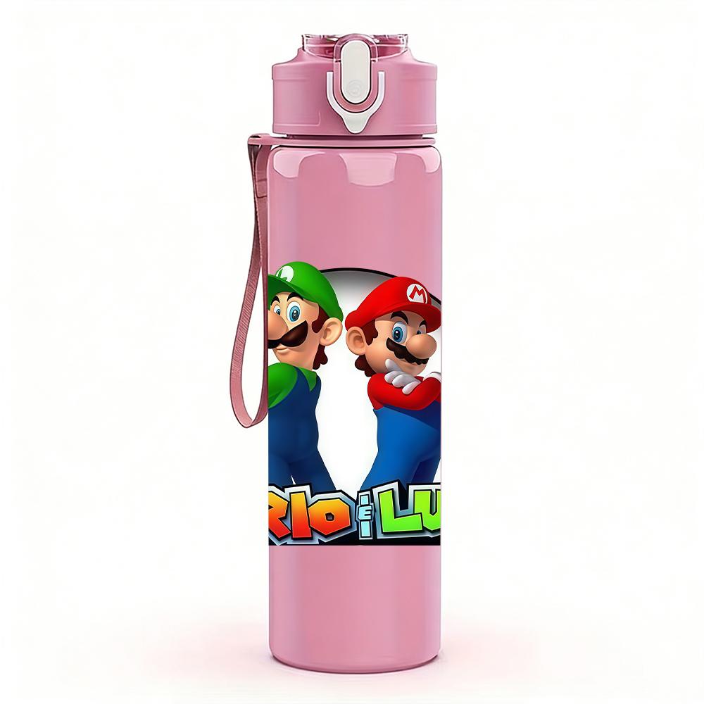 1PC Mario And Luigi Brother Duo 750ml Color Plastic Water Bottle Leakproof Flip Straw Lid For Sports Office Home Use