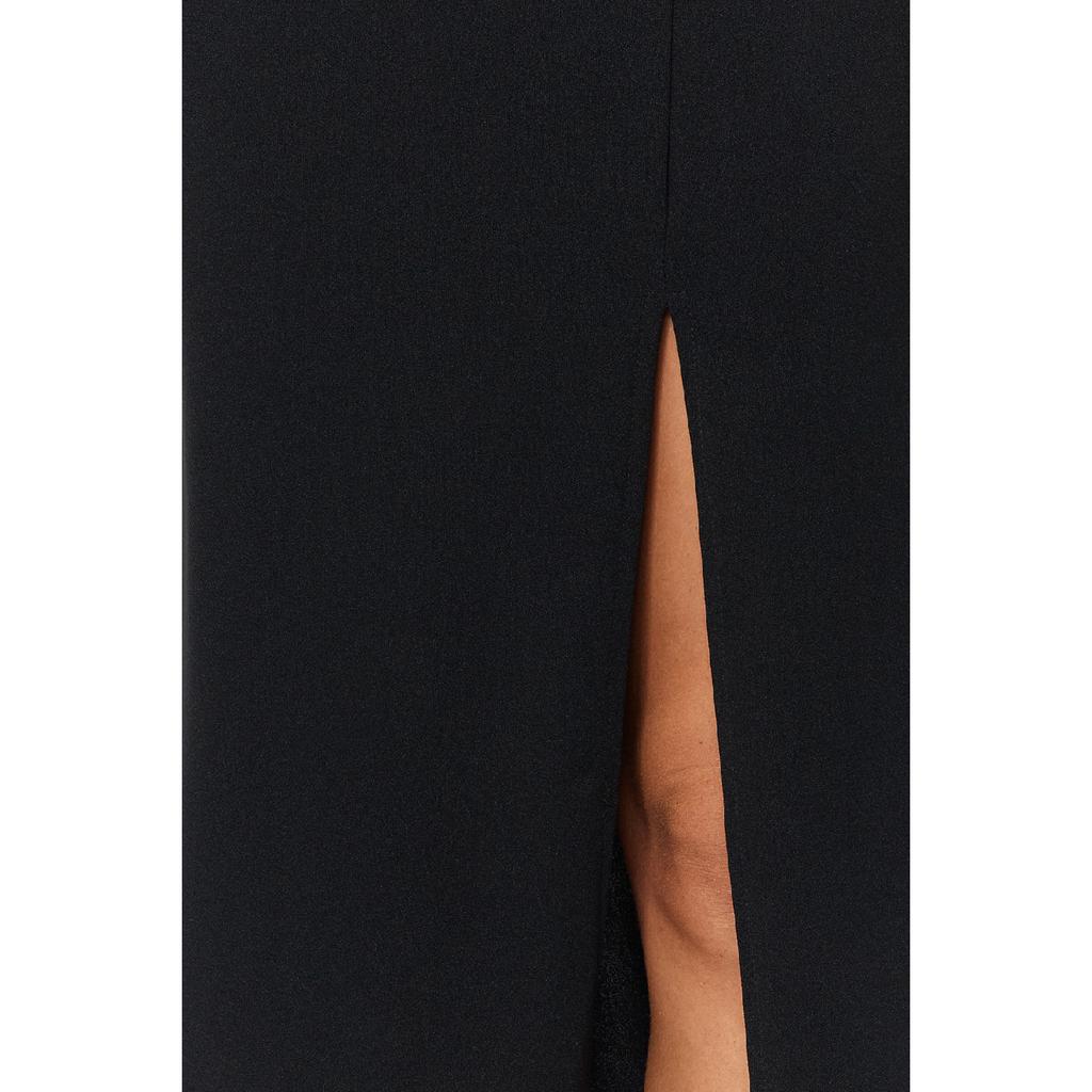 Black Smart Crepe Slit Detailed Maxi High Waist Stretchy Knitted Skirt Twoss23et00351
