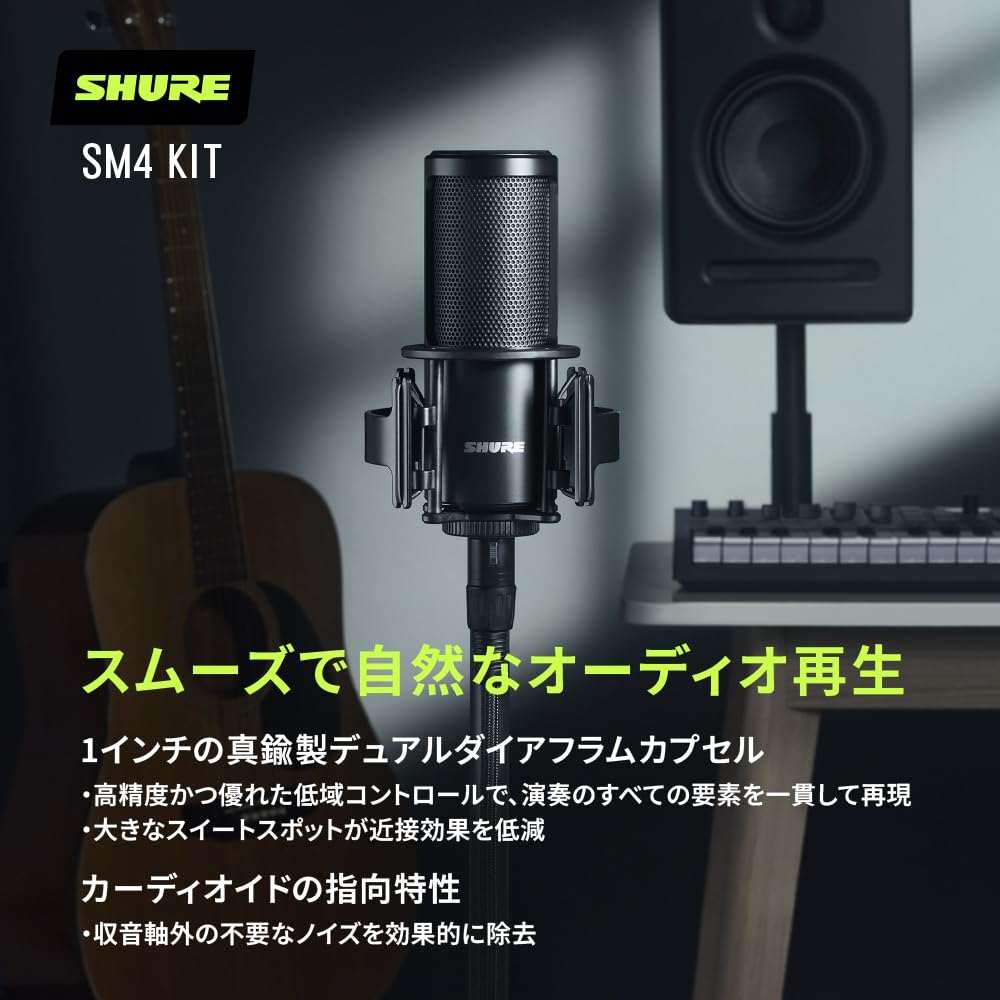 Shure SM4 Home Recording Microphone Kit Condenser Microphone Shock Mount Pop Filter Included SM4-K-KIT