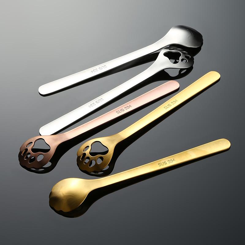 304 Stainless Steel Hammer Cat Claw Spoon Hollow Spoon Cocktail Spoon Stirring Spoon Mug Coffee Spoon