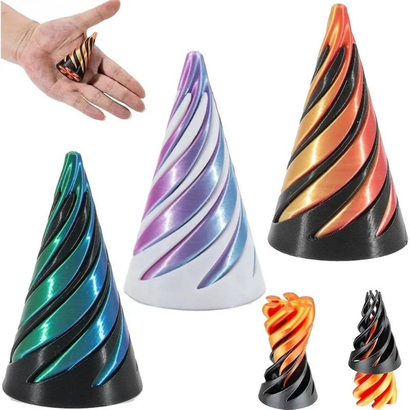 3D Printed Spiral Cone Toy Impossible Pyramid Passthrough Sculpture Pass Through Pyramid Toy Mini Vortex Thread Illusion