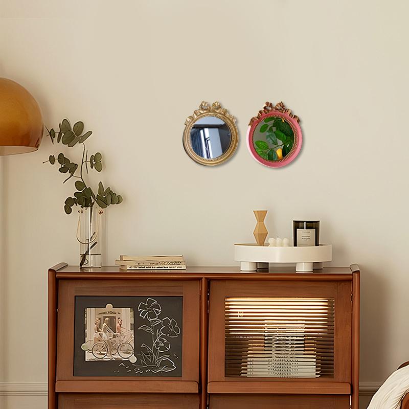 1PC Vintage Resin Jewelry Dish Mirror Tray Antique-style Resin Vanity Set Gift & Versatile Accent 10.5x12cm