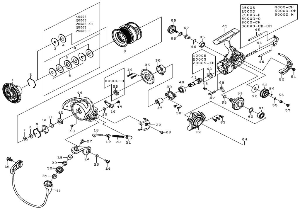 Daiwa Оригинальные запчасти 20 Revros LT5000D-CH Шпуля (2-6) Номер детали 6 Код детали 128D64