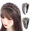 Wide Edge Cloth Sequins Lace Embroidered Headband Korean Style Headband Headdress Female Hair Hoop