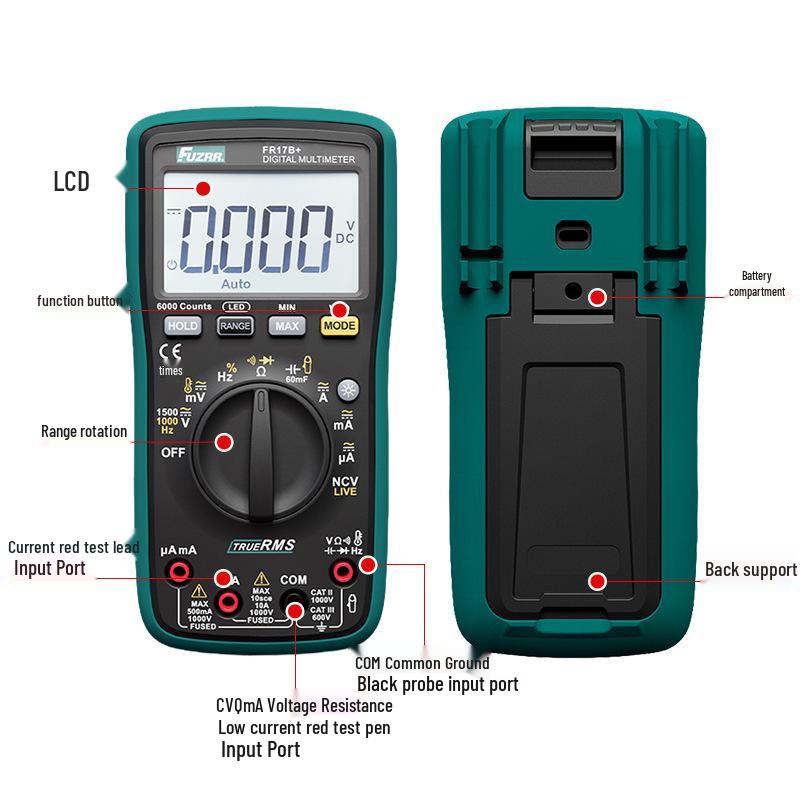 Smart High-Precision Digital Multimeter - Anti-Burn, Multi-Function, Auto Power Off, Electronic Display for Electricians