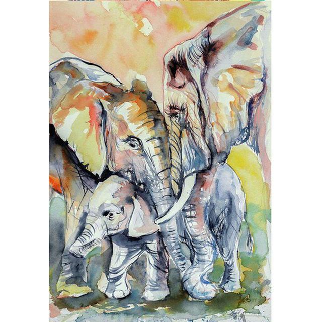 Семья слонов, животные, теплые цветные холсты, картины, постеры, принты, настенная художественная картина для гостиной, украшения стен дома, без рамки