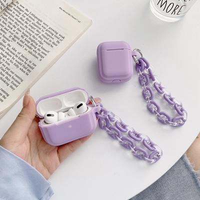 Для airpods pro/airpods 2 чехол милый фиолетовый однотонный чехол для наушников с цепочкой airpods силиконовый чехол с героями мультфильмов airpods 3 сумки