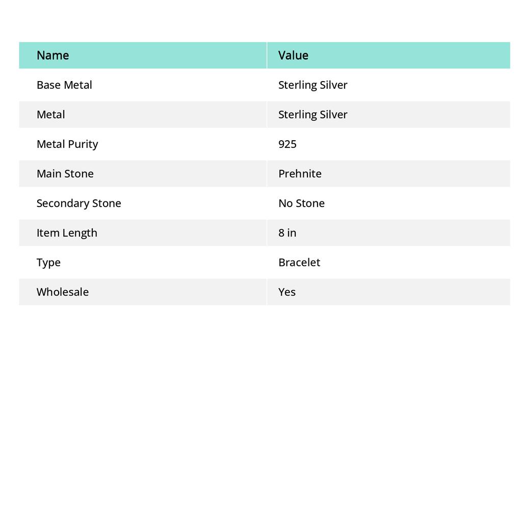 Натуральный драгоценный камень пренит, стерлинговое серебро 925 пробы, регулируемый браслет-манжета I1Q77
