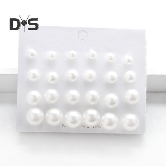 12 Pairs Ear Studs Faux Pearl Different Sizes Smooth Anti-allergy Lightweight Exquisite Ear Decoration Jewelry Prom Party Bride Stud Earrrings