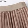 MOJTA Mid-length Skirt Spring Summer Women's Pleated Elastic Dots High Waist Skirt A-line Long Skirt