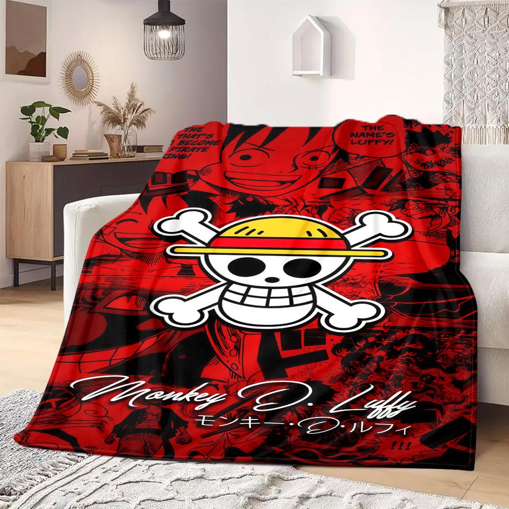 ONE PIECE Straw Hat Pirates Print Blanket Warm Comfortable Flannel Blanket Suitable for Bedrooms,Sofas, Beds,Chairs -QIAO116