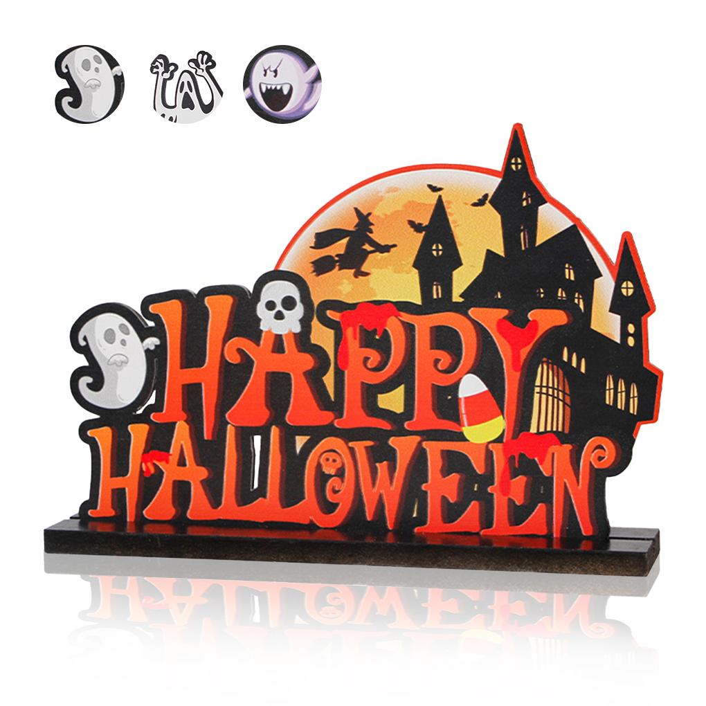 Table Ornament Halloween Party Activity Desktop Decoration DIY Craft Wooden Ornament for Home Decor