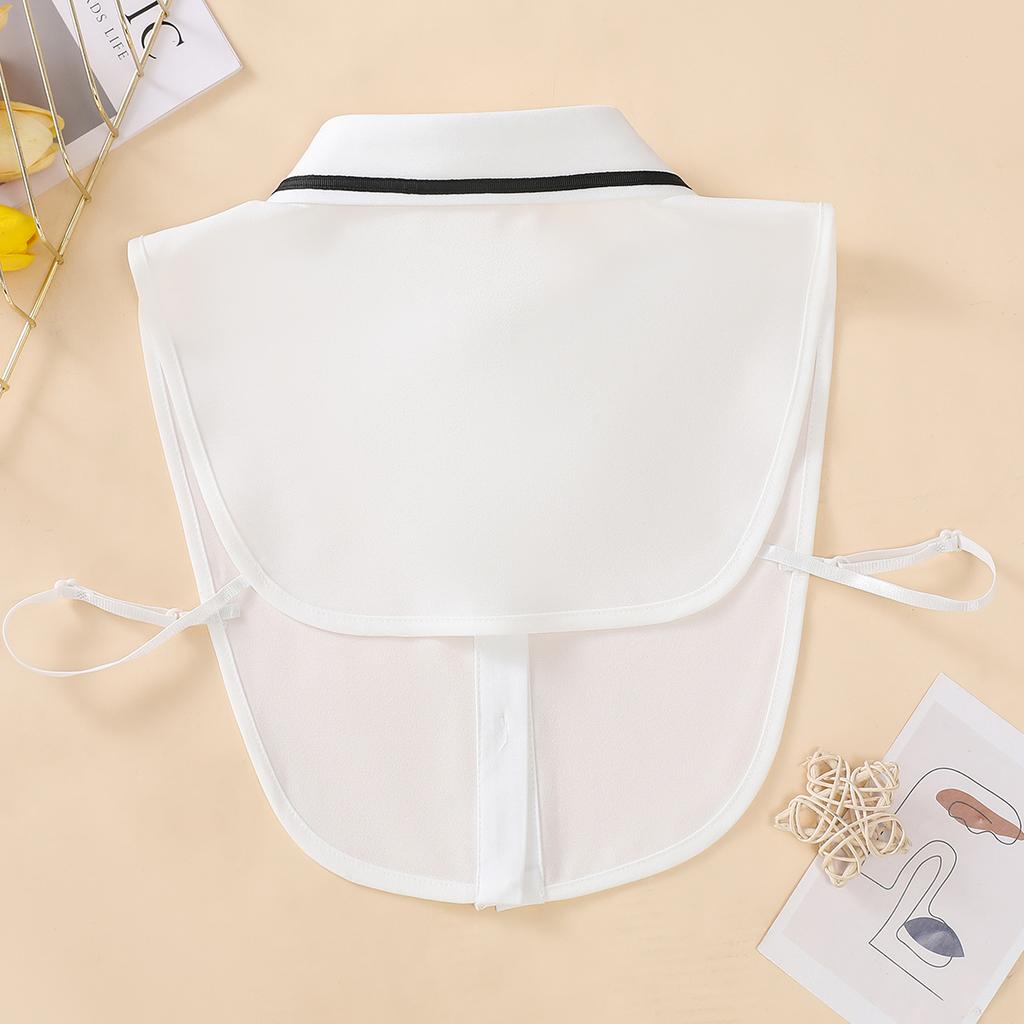 Women's Black Cross Edged Pointed Chiffon Fake Collar, Fashionable and Elegant, Versatile Decoration, Half Shirt Style Collar