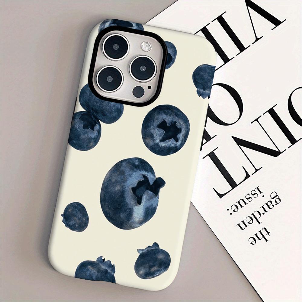 Летние фрукты Черничный узор 2-в-1 Чехол для телефона Подходит для iPhone 17 16 15 14 13 12 11 Pro/Max/Plus Ударопрочная задняя крышка