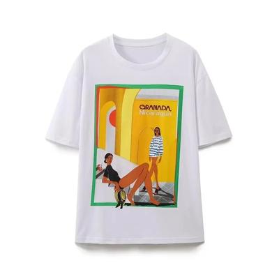 Лето 2025 Персонализированная Креативная Печать Высокое Качество Удобная Футболка Хлопковая Футболка Уличная Женская Повседневная Мода Топ Футболки