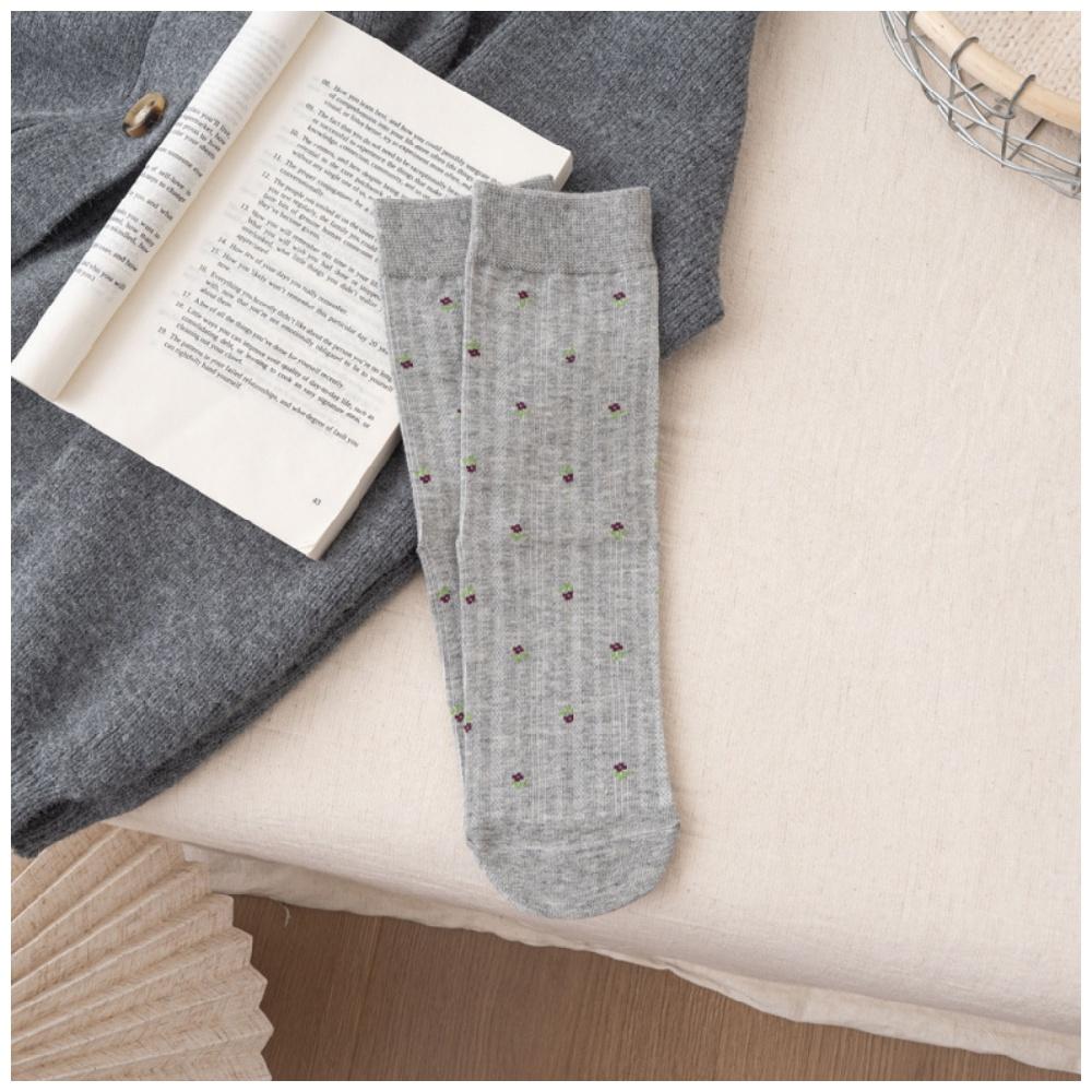 Women's Japanese-style Floral Knee-High Socks Korean Socks Ins Trending Spring Fall Women's Socks Puffy Socks Ballet-Style
