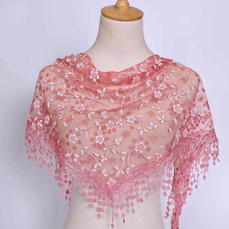 Korean Floral Lace Triangle Scarf - Breathable, Classic & Decorative Veil for Spring and Autumn