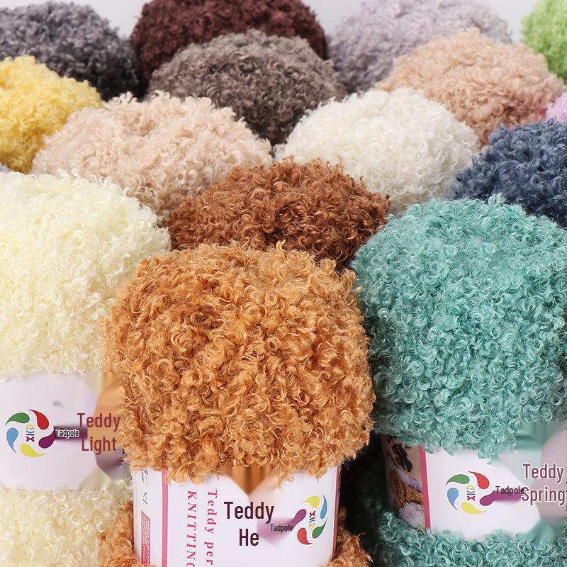 Плюшевая пряжа Teddy Curl из искусственного меха для DIY-волос кукол и объемного шарфа или шапки