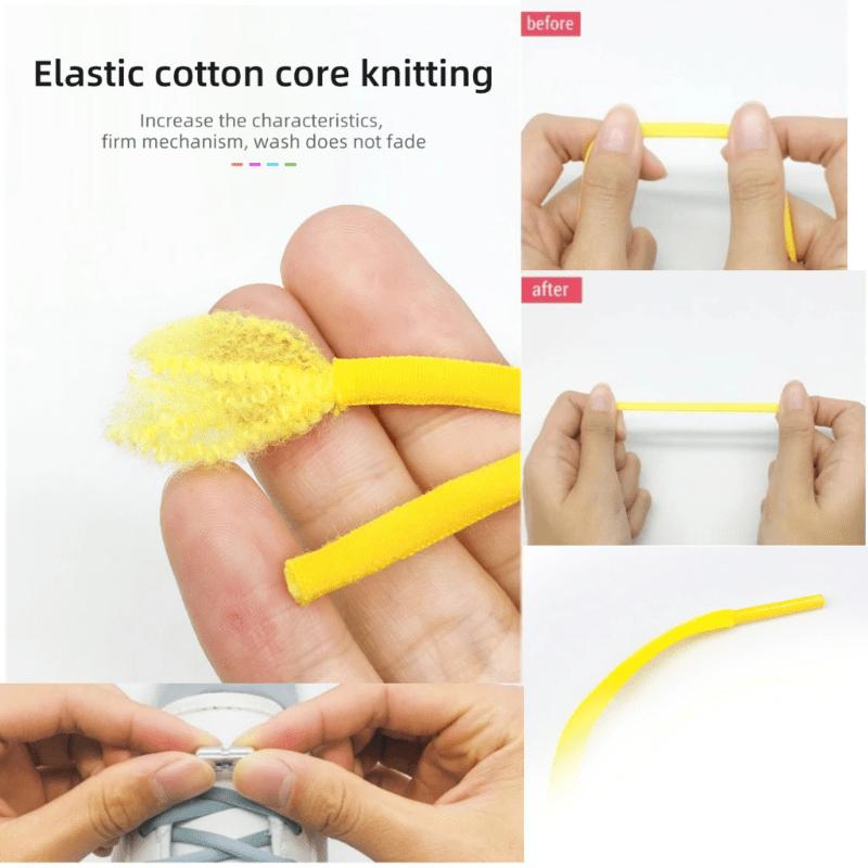 Elastic No Tie Shoelaces Flat Laces with Metal Lock for Sneakers Easy To Wear for Kids and Adults