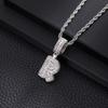 Zircon Inlaid Rock Sugar Initial Pendant Necklace - European & American Hip-Hop Style