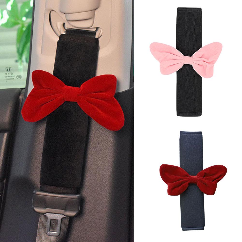 Car Seat Belt Cover Portable Car Interior Trim Supplies Cute Belt Bow Cover Utility Shoulder Se F7B1