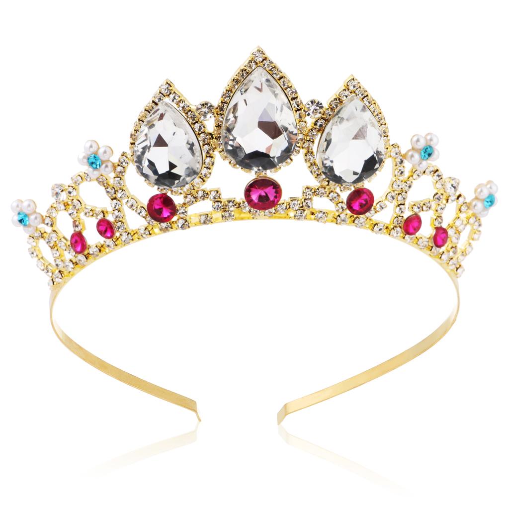 Handmade Birthday Rhinestone Tiara Princess Crown Tiaras for Girls Pearl Headband Bling Bling