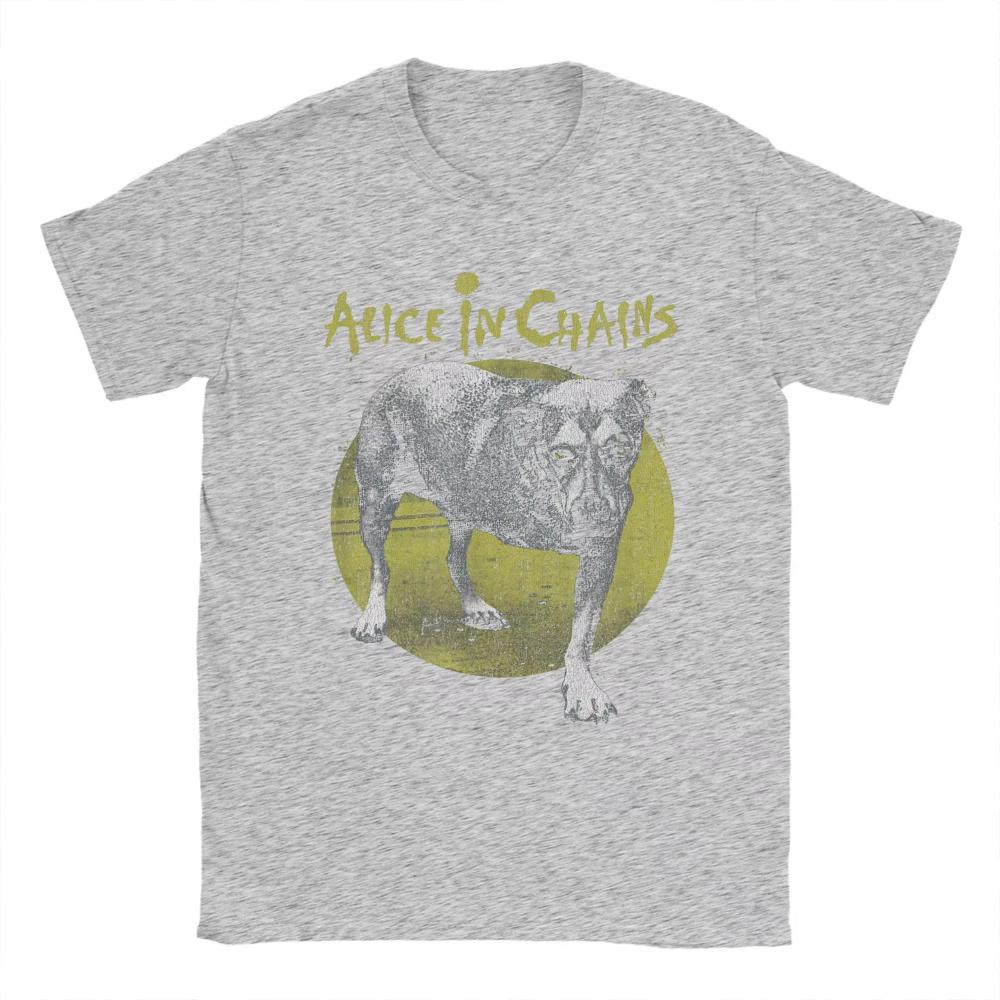 Новинка Футболка с собакой группы Alice in Chains Мужская с круглым вырезом Хлопковые футболки Тяжелый металл Музыка Одежда с коротким рукавом
