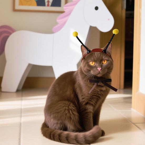 Головной убор пчелы с ушами-антеннами, головной убор кошки/собаки с отверстиями для ушей, головной убор для питомца для кошек, маленьких собак, бишона, для праздничной вечеринки, маскарадного костюма