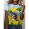Summer Round Neck 3D Cartoon Animal Porcupine Graphic Print Top Fashionable Casual Short Sleeved Women's T-shirts