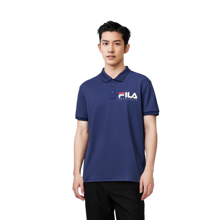 FILA Polo Shirts Men's Glamor Purple Blue Polo Collar Moderate Straight Fit F11M128177F-DB