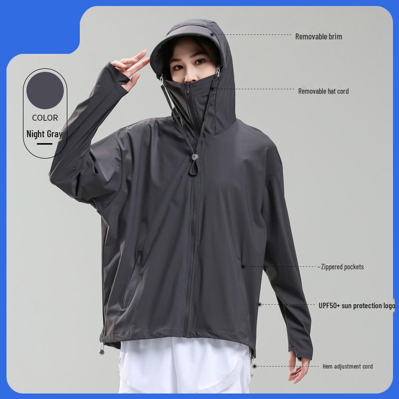 LULU OIOI Унисекс-куртка из ледяного шелка с широкими полями, с защитой от УФ-излучения, тонкая и дышащая для летнего отдыха на открытом воздухе.