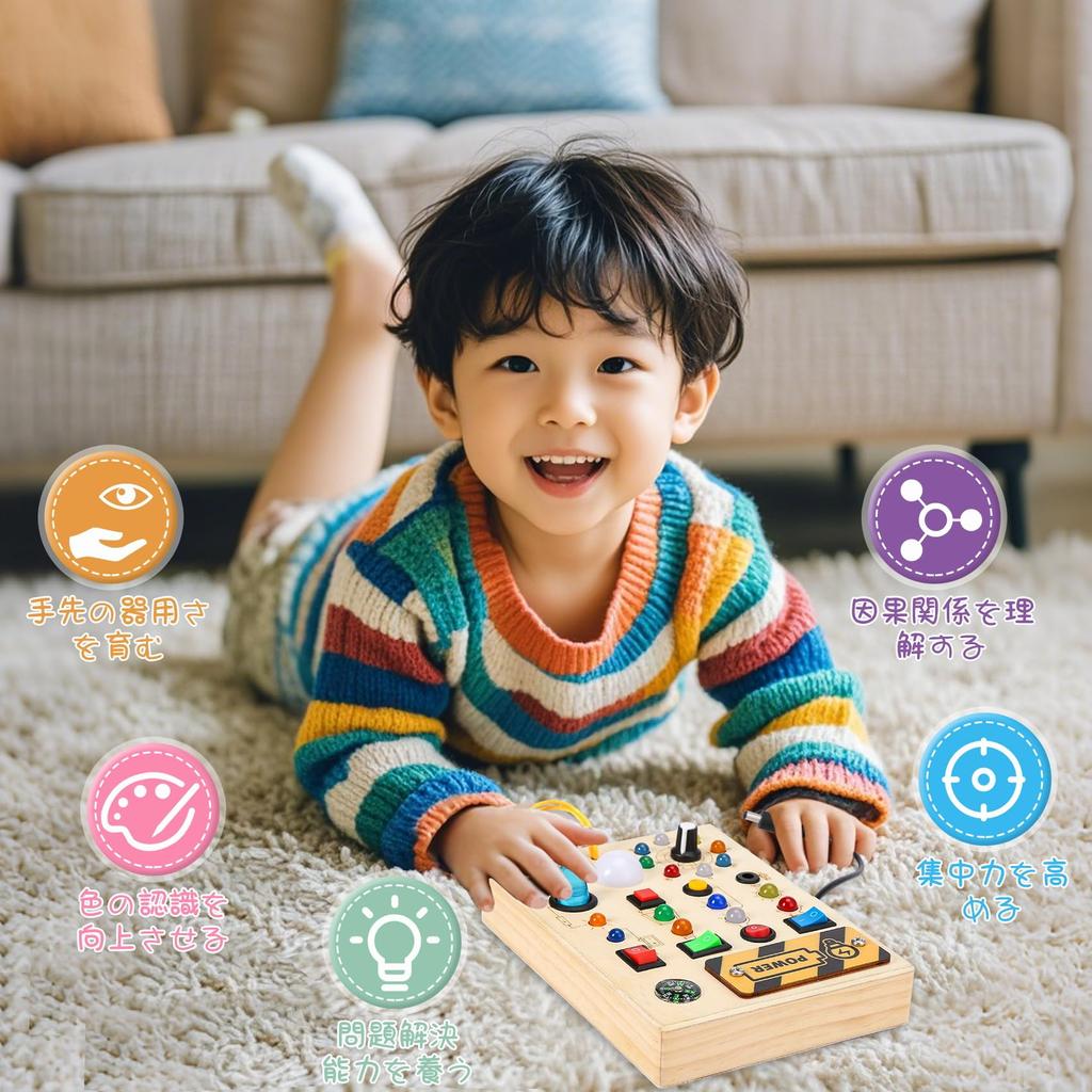 Bacolos Montessori Toy Busy Board Educational Toy 1 2 3 4 Years Old Boys Girls Birthday Present Toddler Educational Toy LED Toy Fingertip Education