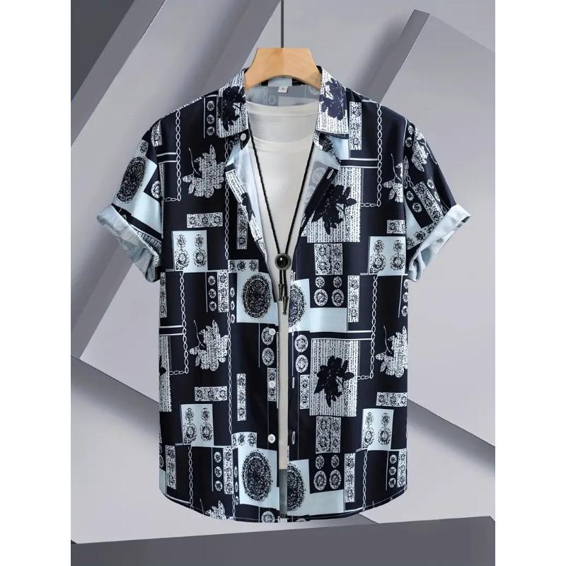Мужская рубашка Palmshadow с 3D-печатью Camisa с коротким рукавом Дышащая для бизнеса, отпуска, на каждый день, для активного отдыха, с коротким рукавом