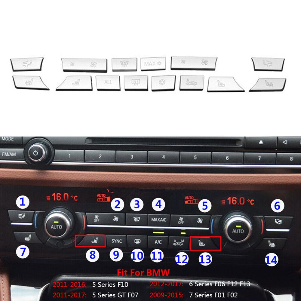 Аксессуары Кнопка Крышка Отделка 14 шт./компл. ABS хром для BMW 5 6 7 F10 F07 F01 F02 Серебряная отделка Водонепроницаемая прочная