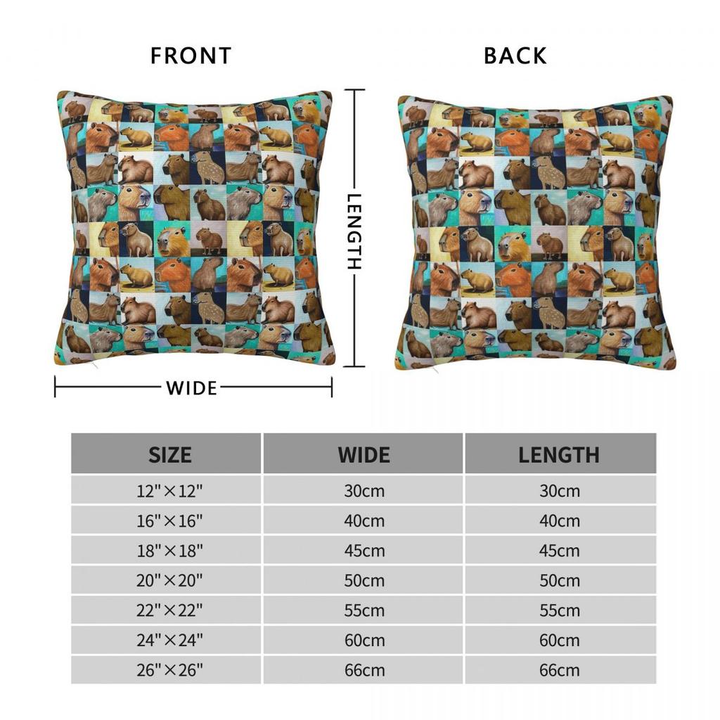Capybaras Zoo Animals Square Pillowcase Polyester Linen Velvet Printed Zip Decor Throw Pillow Case Sofa Cushion Cover