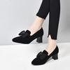 Pointed Deep Mouth Single Shoes Women's Shoes 2025 Spring New Korean Version Bow Sheepskin Thick Heel High Heels Women's Work Shoes