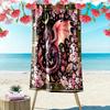Vintage Floral Dragon Print Beach Towel, Large Soft Quick Dry Towel for Beach Camping Swimming