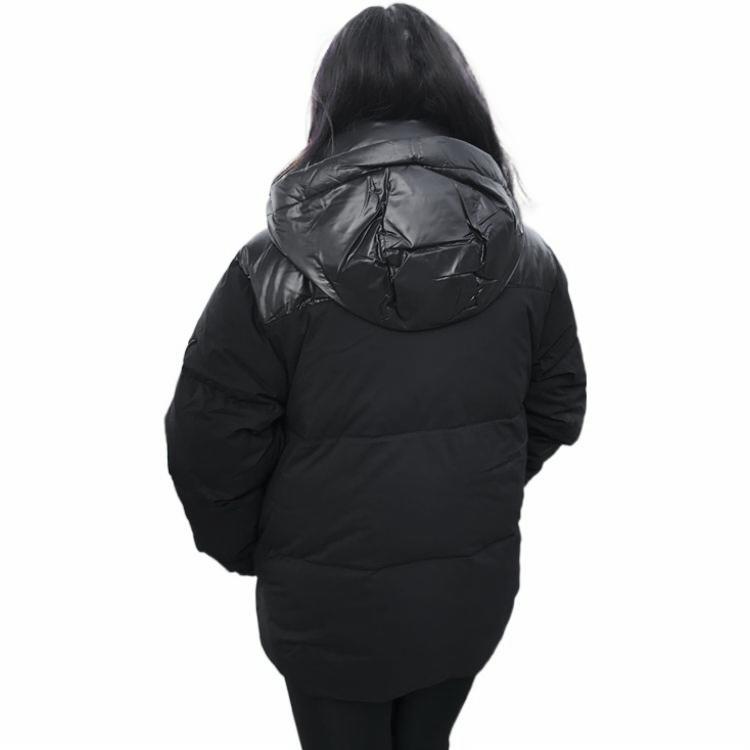 Puma Patchwork Design Logo Print Hooded Down Jacket Unisex Outerwear Black 928759-01