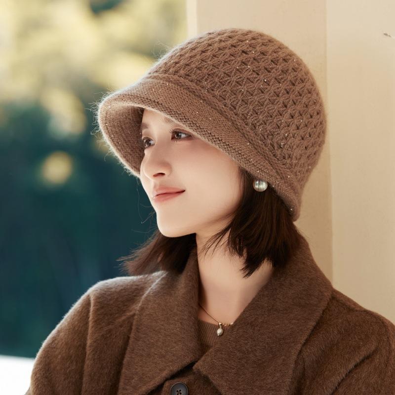 Women's Autumn and Winter Wool Hat French Beret Warm Ear Protection Windproof Piled Thickened Knitted Hat
