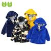 Весенне-осенняя детская однотонная одежда с капюшоном и камуфляжем, ветровка