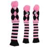 3PCS Knitted Golf Club Head Covers Fine Pattern Protective Golf Club Headcovers Set with Pom Pom