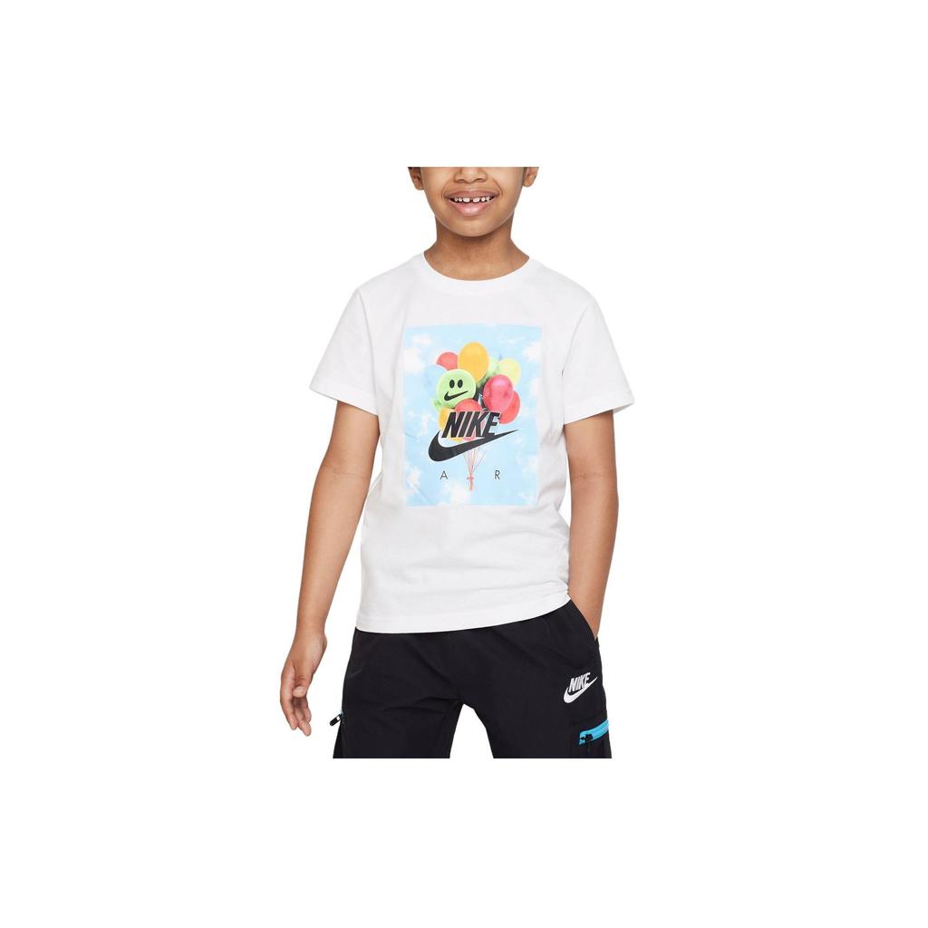 Nike Balloons Letter Logo Graphic Print Crew Neck Short Sleeve T-Shirt Kids Tops White FQ0924-100