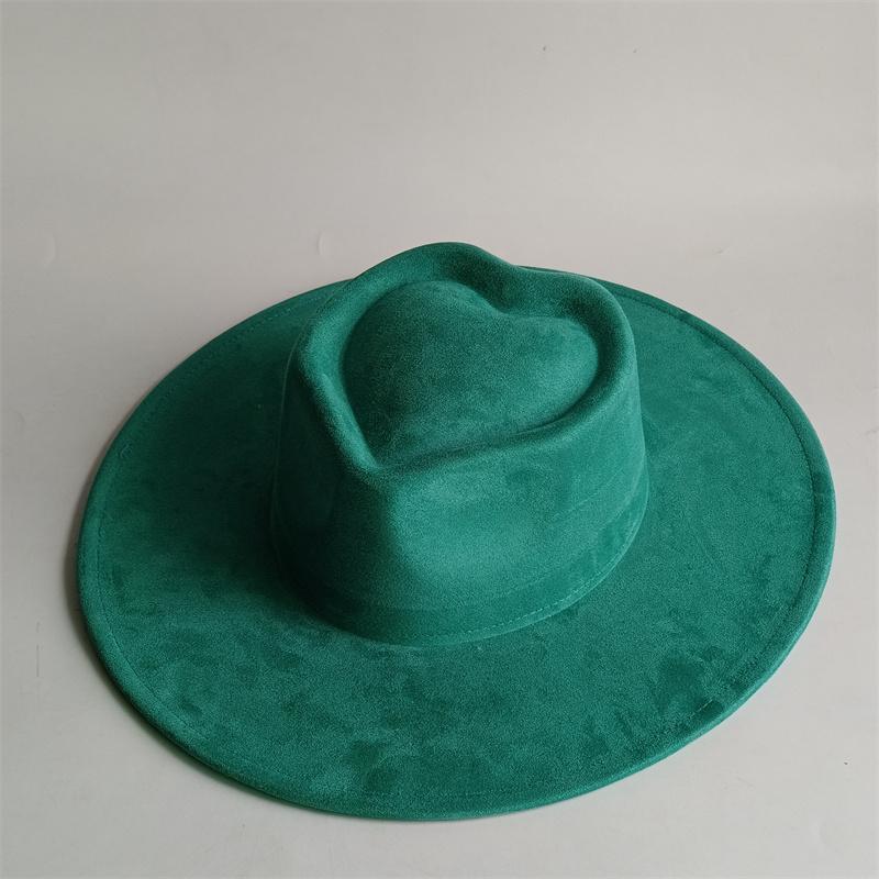 Vegan Suede Fedora Rancher Hats Blank Hats For Burning Multicolor Teardrop Shaped Top 9.5Cm Brim Unisex Jazz Hat Church Hat